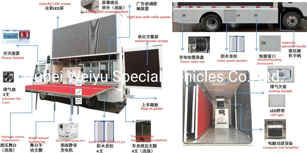 Foton Aumark P3/P4/P5 HD Outdoor Screen LED Advertising Truck with Liftable Screen