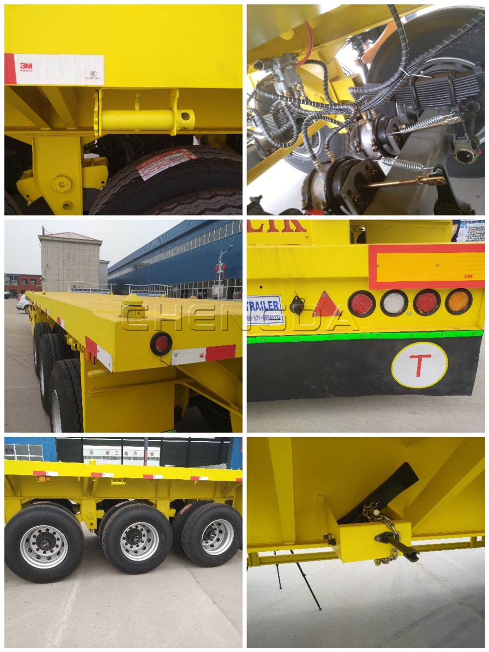 40FT 20FT 3 Axles Lift Container Flatbed Trailer