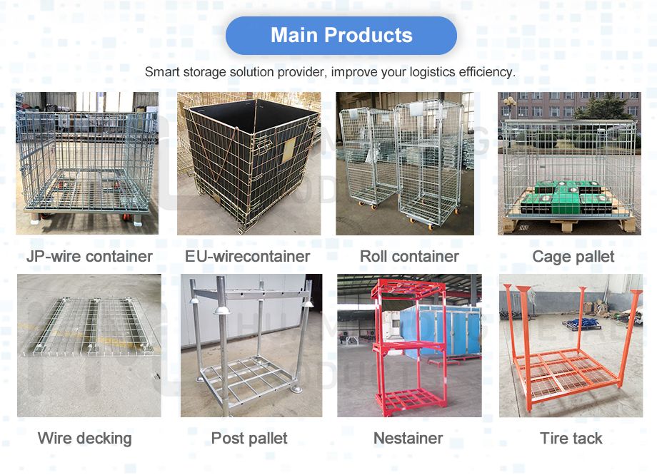 OEM Rectangular Stacking Durable Forklift Iron Wire Mesh Gitterbox Container