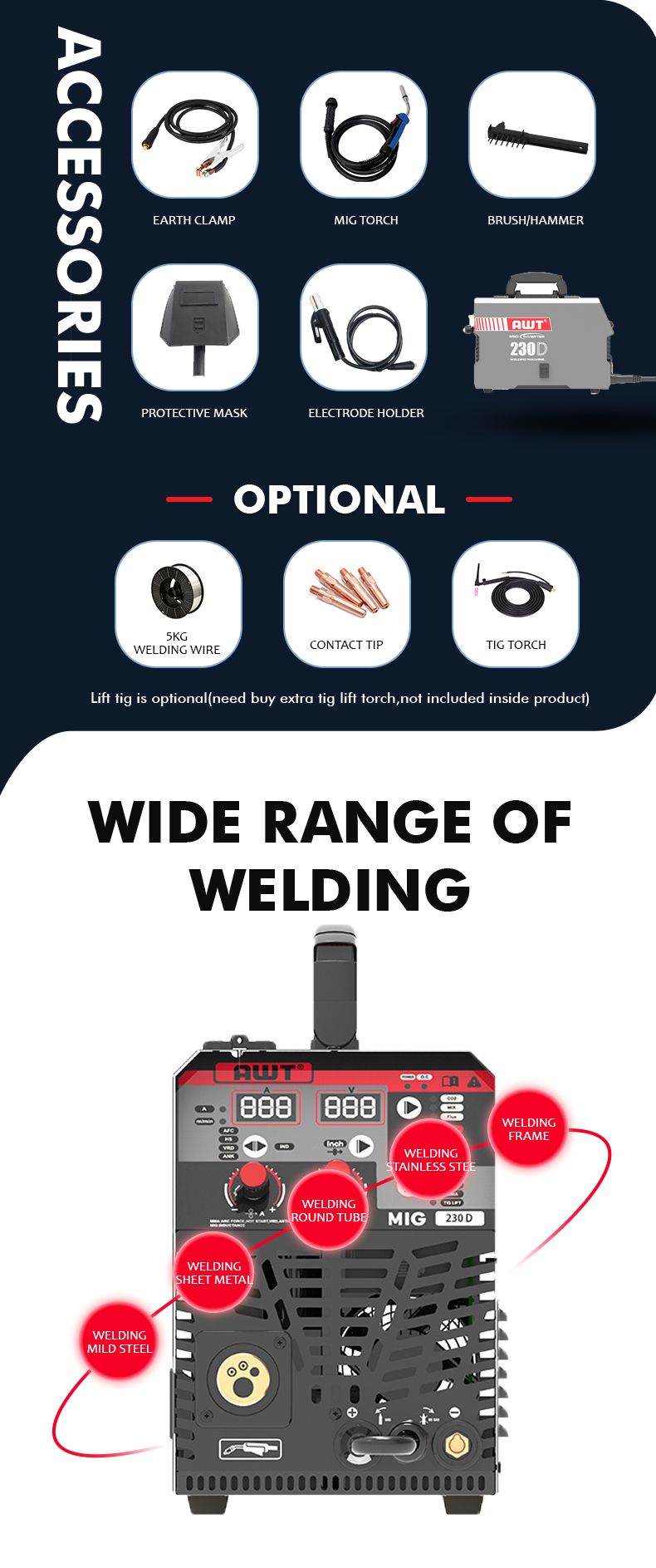 MIG66-230d Flux MIG Welding Machine Double Digital Display Inverter Welder