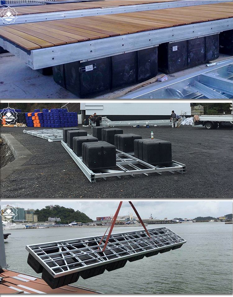 Marine Plastic Pontoon Aluminum Marina Dock Boat Floating Dock Modular Tank Black Pontoon