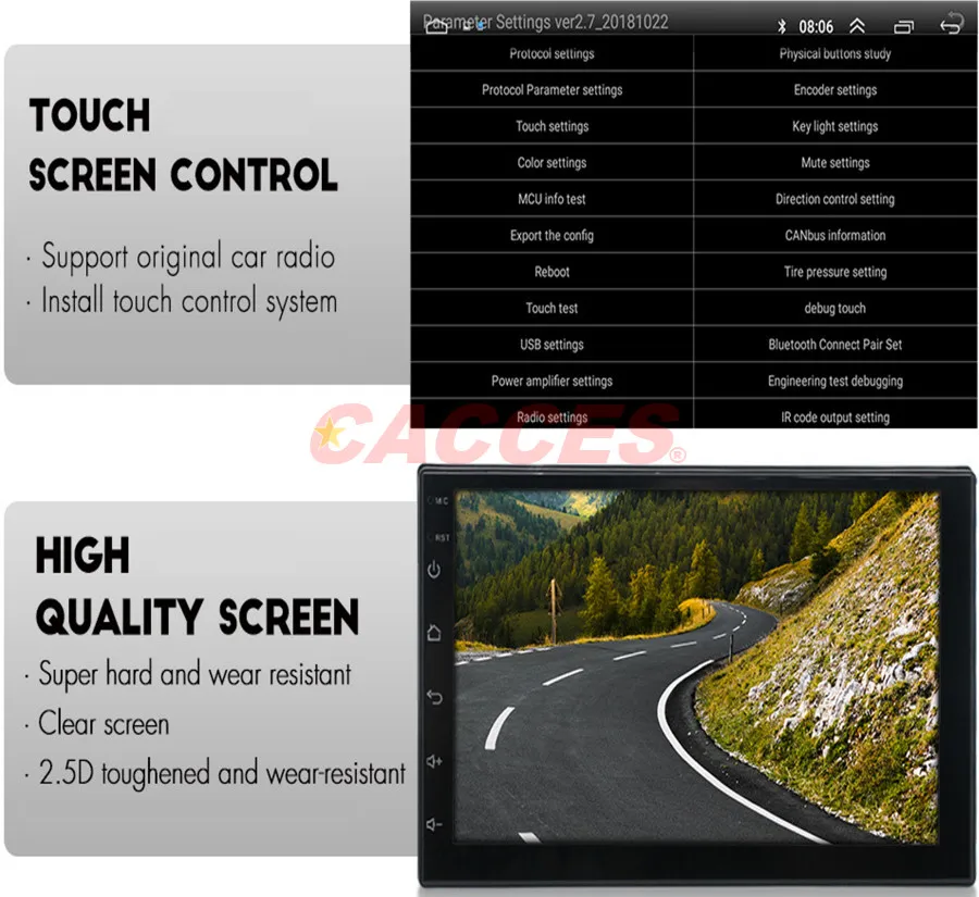 Double-DIN Adaptive 7 inch Car Stereo-Wireless CarPlay&Android Auto,Bluetooth,HD LRV(Live Rearview),Mirror Link,SXM Input,Quick Charge GPS Navigation Car Player