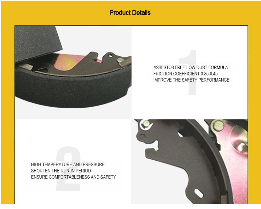 Multipurpose Auto Braking System F77z2200ca None-Dust Ceramic Semi-Metal Drum Front Rear Disc Brake Shoes/Brake Lining for Mazda