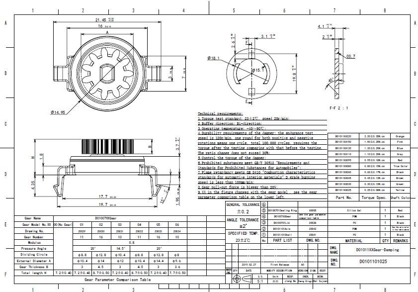 Precision Rotary Dampers Hardware Accessories for Car Interior Storage Box