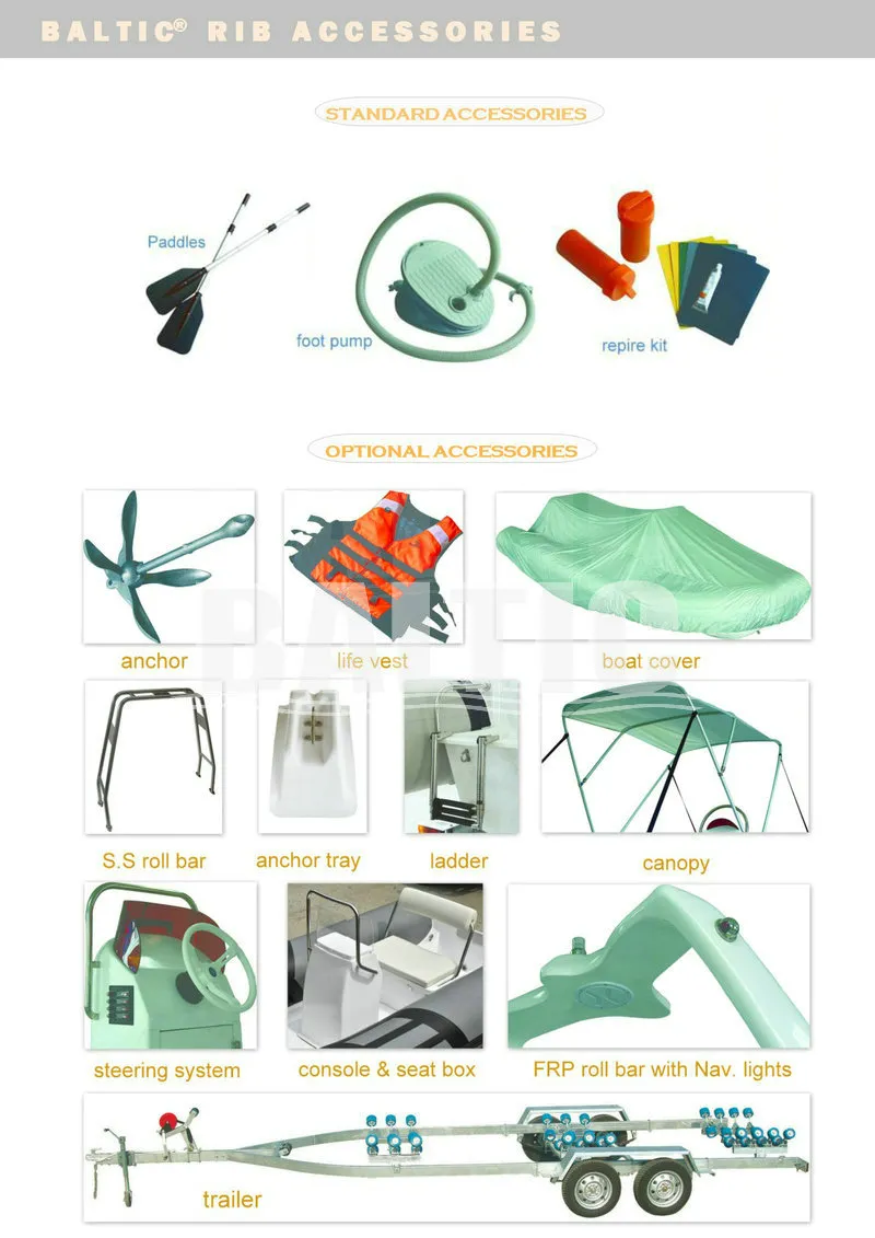 Rib 420 C Yacht Hull Fiberglass Inflatable Boat Suppliers CE
