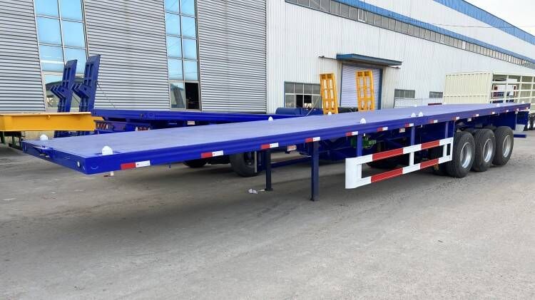 New Flatbed Trailer Flat Bed Semi Truck Container Shipping Transport 3/4 Axle 40/48 FT Foot 12m From China Manufacture