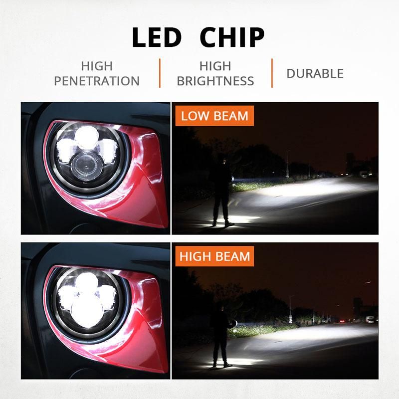 Carolyn Special Offer Hi/Low Beam 7 Inch Wrangler LED Headlight 55W IP67 Waterproof LED Driving Headlights for Wrangler, Jeep