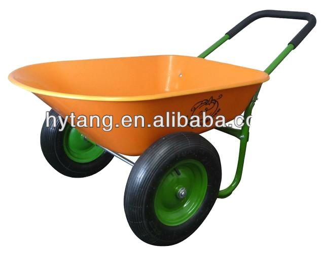 Plastic Tray Two Wheels Wheelbarrow Garden Tool Cart Farm Tools Wb5405 (WB3020P)