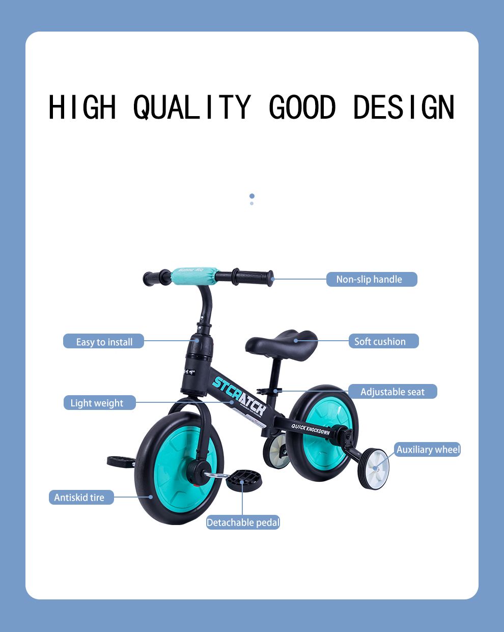 Multi-Function Detachable Baby Scooter Children 4in1 Small Bicycle Mini Stroller Walker Tricycle
