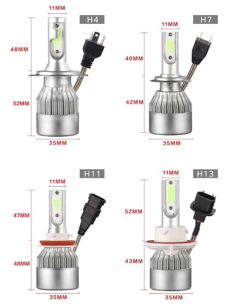 Wholesale C6 LED Car Headlights H7 Kit Luces LED H11 9005 H4 72W 8000lm Car LED Bulbs 6000K Lampada Ultra LED 12V Fog Lights Automobiles Headlight C6 H4