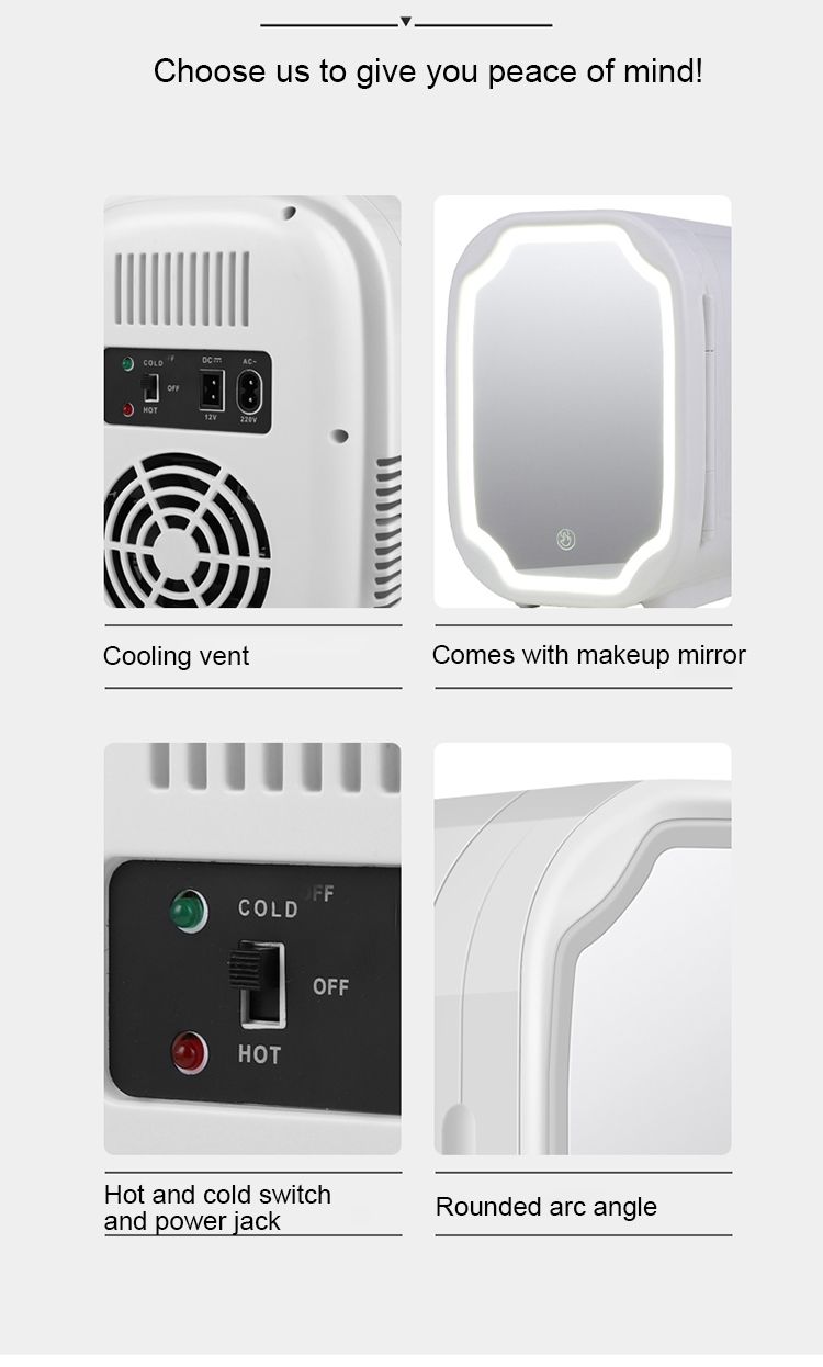 6L Portable Smart LED Mirror Makeup Beauty Mini Fridge Frigo
