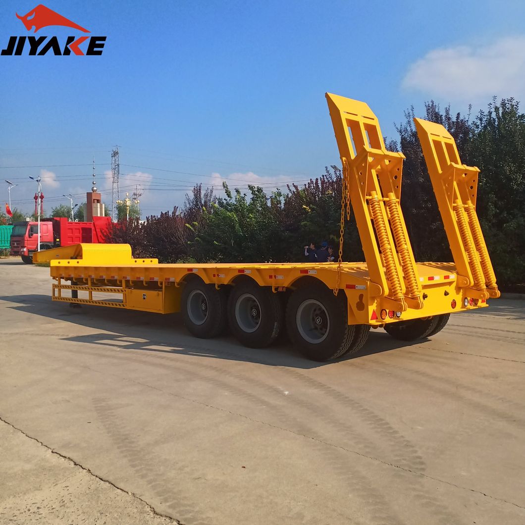60ton-100ton Gooseneck Lowbed/Low Bed Truck Semi-Trailer for Mechanical Digger Transportation / with Hydraulic Ladder Lowboy Lowbed Semi Trailer