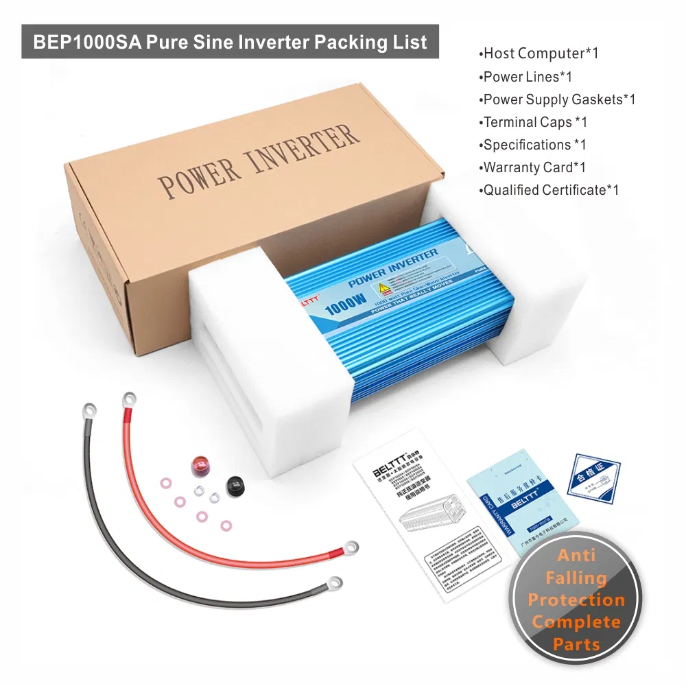 High Efficiency Belttt 1000W Pure Sine Wave Car Power Inverter Solar Inverter