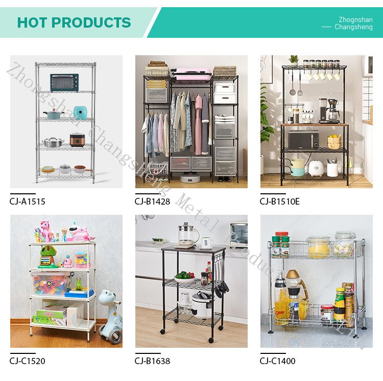 Multi-Functional 4 Tiers Metal Wire Rack for Home Storage