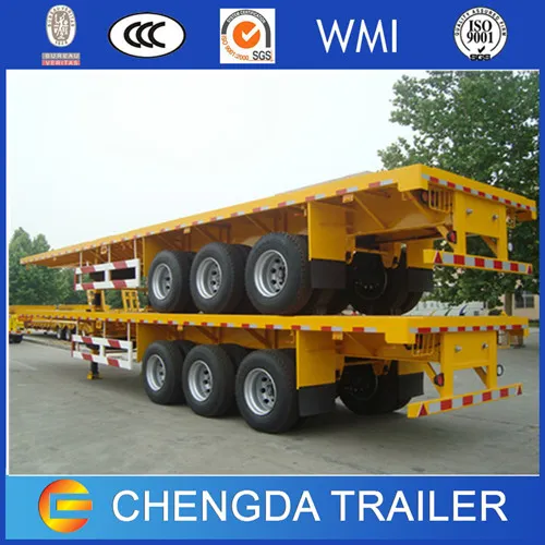 Shipping Container Transportation Trailer Tri-Axle 40ft Flatbed Semi Trailer