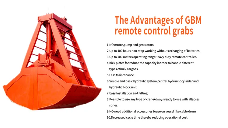 12m3 Hydraulic Wireless Radio Remote Control Grab with Leakproof Funtion