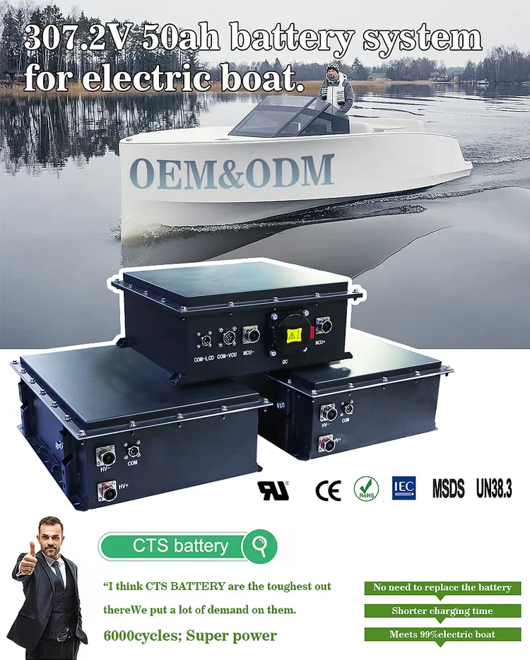 Electric Boat Lithium Battery 15kwh 307.2V 50ah LiFePO4 Battery with Smart BMS IP67