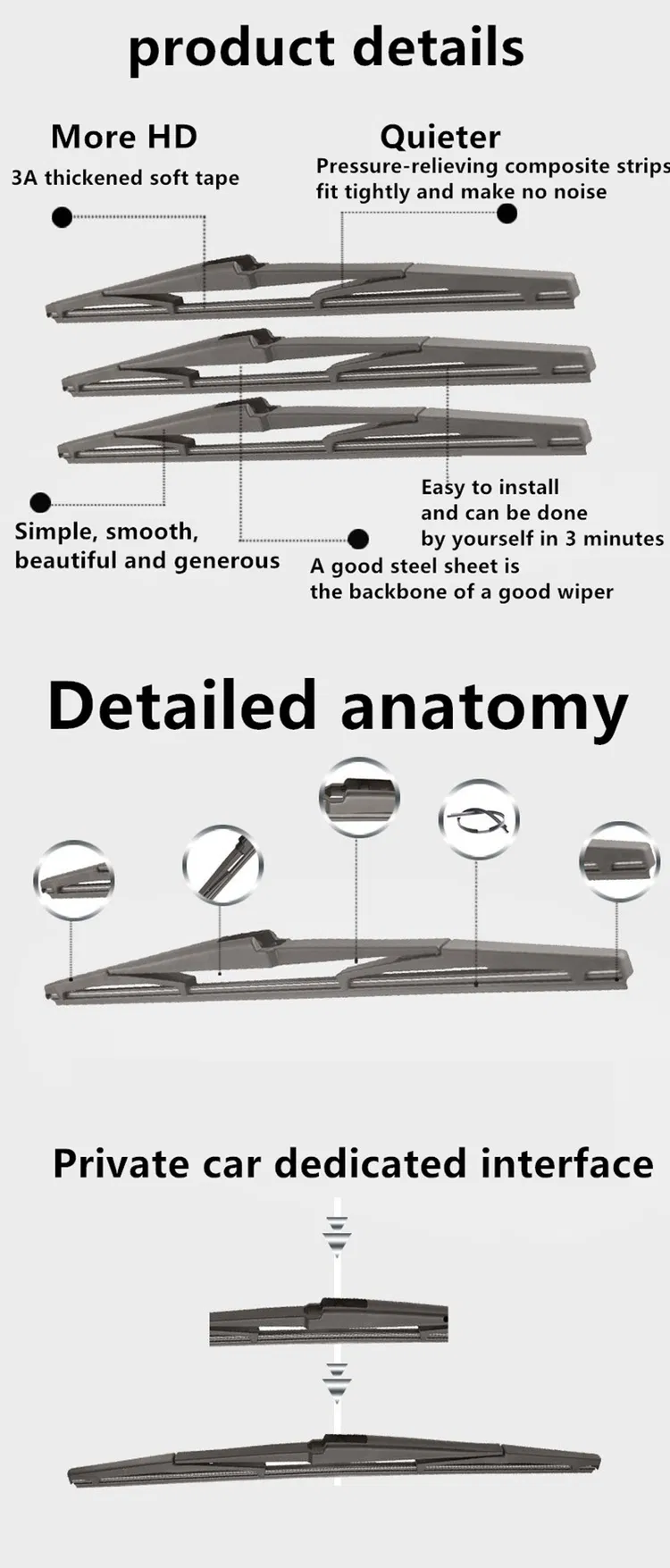 Volkswagen Windshield Wiper Tiguan Passat Golf Scirocco Teramont New Bora Polo Lavida Toureg Jetta Touran Rear Window Wiper Arm