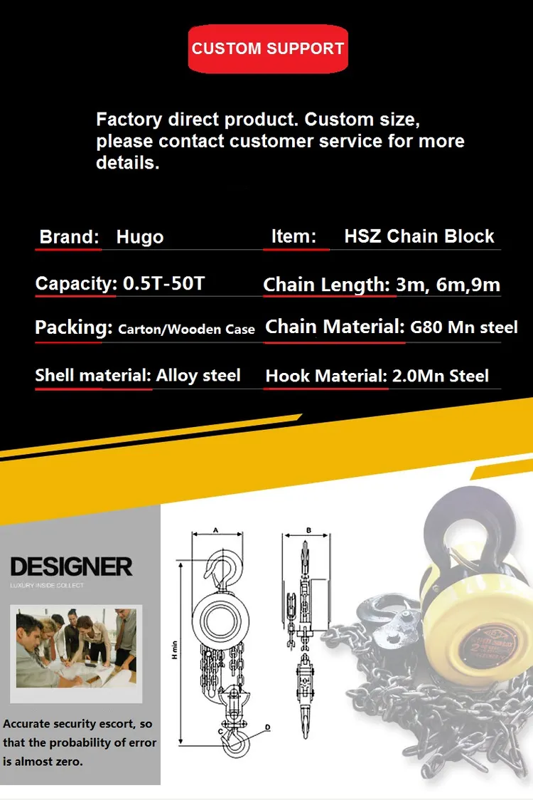 Hsz Style 20 Ton Heavy Manual Hand Chain Block